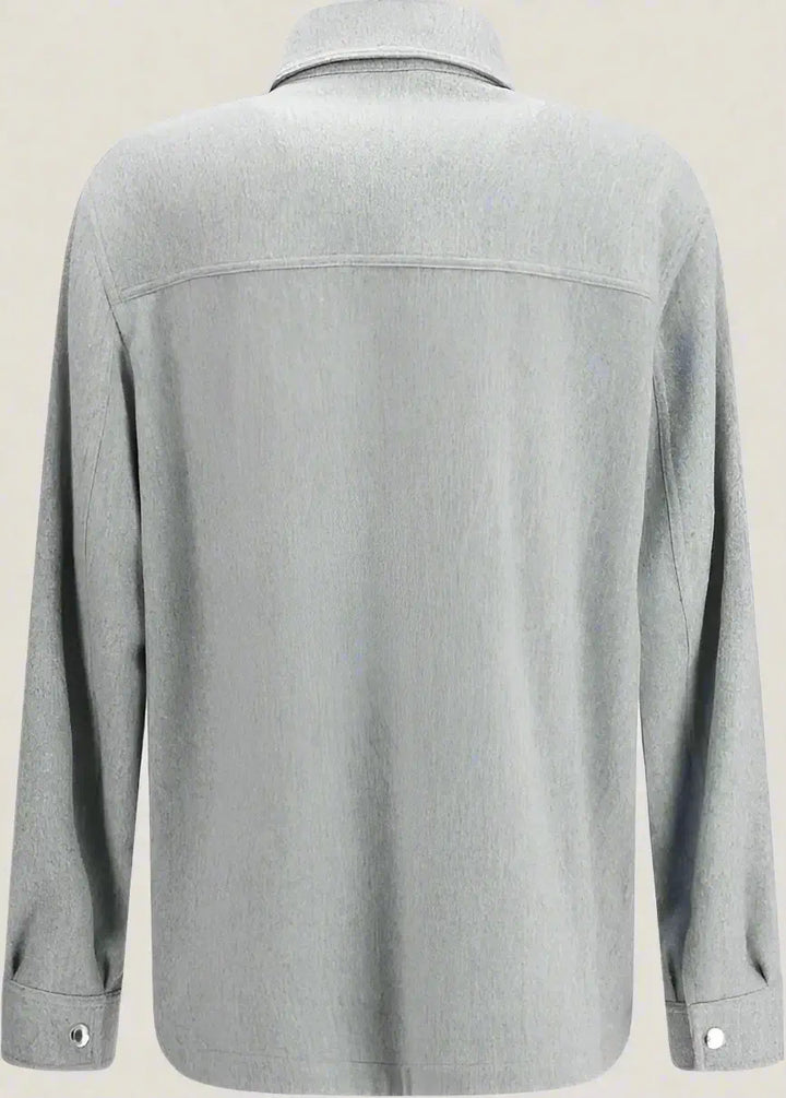 Gray shirt with a collar on a white background