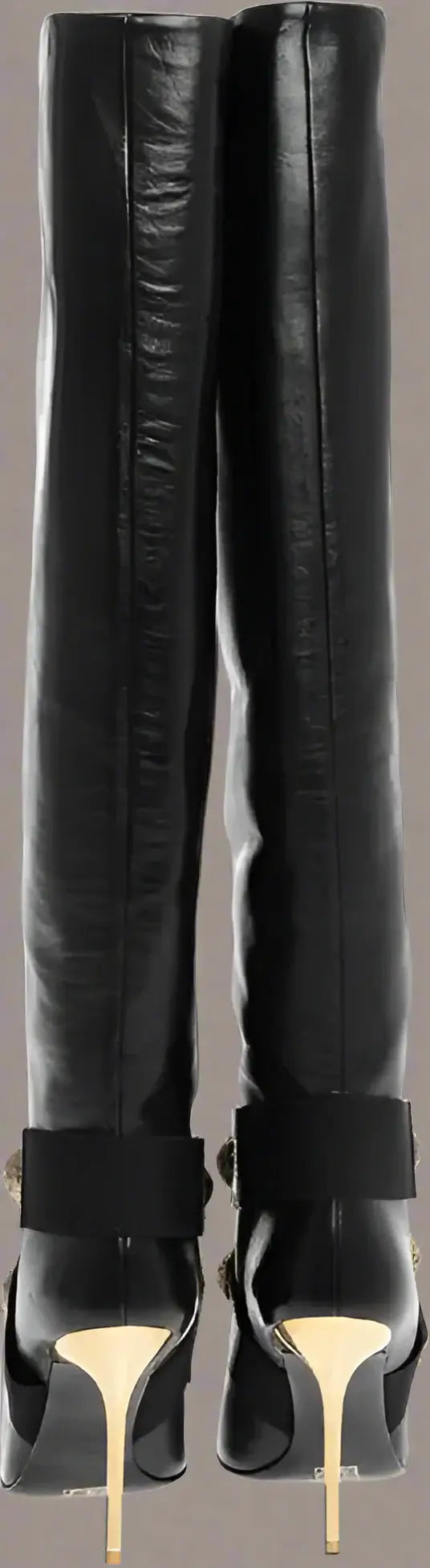 BALMAIN black Leather ALMA Boots with Jewel Buttons