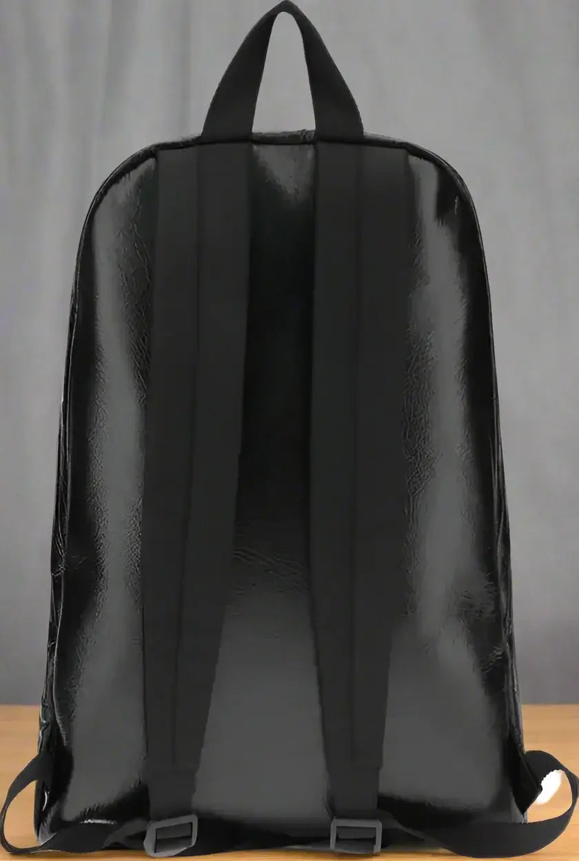 Black backpack on a white background