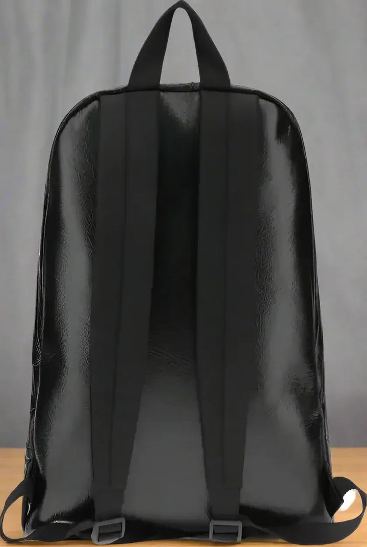 Black backpack on a white background