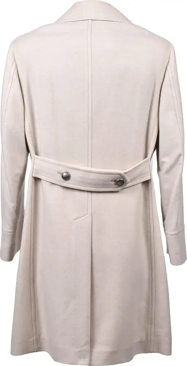 Beige coat with a belt on a white background