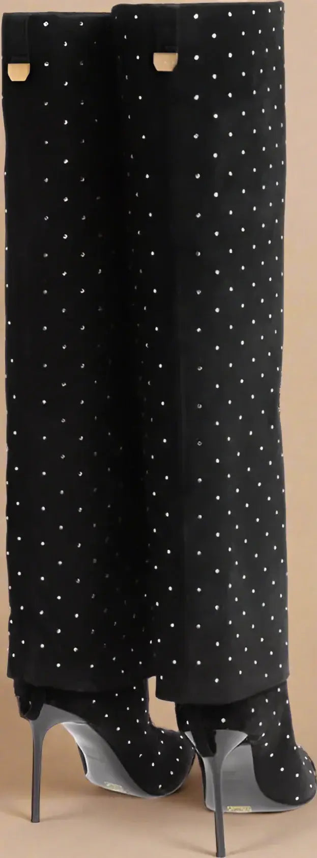 BALMAIN black Suede ARIEL Boots with Rhinestoned Detail