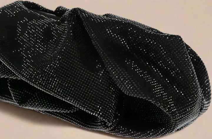 BURBERRY black Leather ROSE Clutch with All-Over Rhinestones