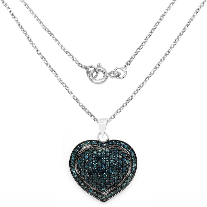 1.25 Carat Genuine Blue Diamond .925 Sterling Silver Pendant