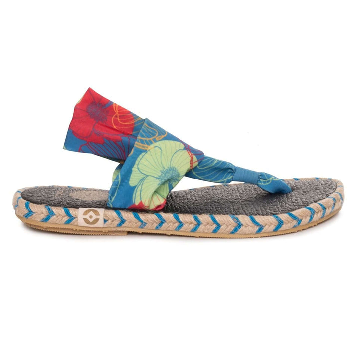 Nalho women's blue multicolor fabric open toe Sandals