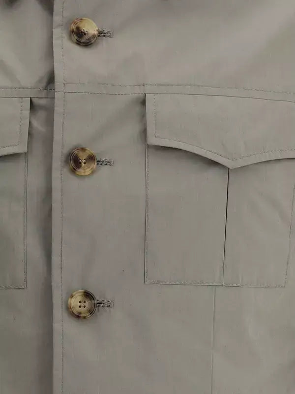 Brunello Cucinelli men's grey Waterproof button up Jacket