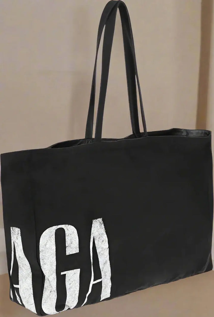 BALENCBALENCIAGA two-handle black Logoed Tote Bag