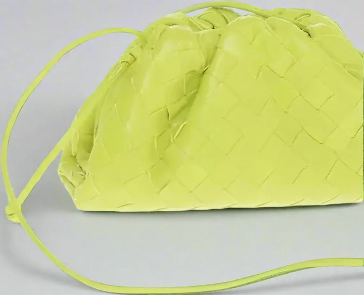BOTTEGA VENETA lime green Woven Leather MINI POUCH Bag