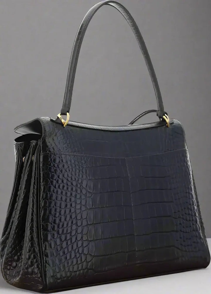 Balenciaga Rodeo black Medium Handbag in Croc-effect embossed leather