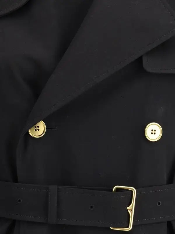 BURBERRY women's black Castleford long Trench Coat with Check collar