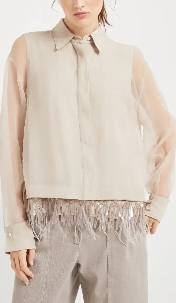 Brunello Cucinelli women's Beige Silk Shirt