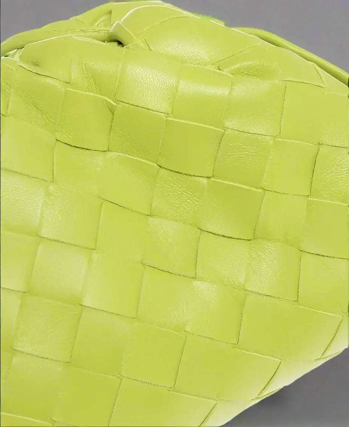 BOTTEGA VENETA lime green Woven Leather MINI POUCH Bag