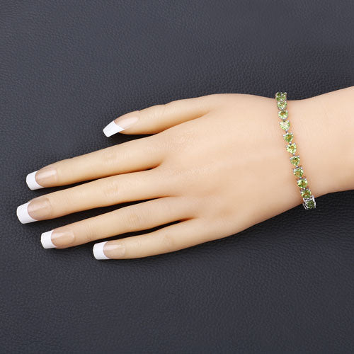 13.64 Carat Genuine Peridot .925 Sterling Silver Bracelet