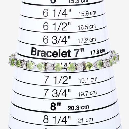 9.78 Carat Genuine Peridot and White Diamond .925 Sterling Silver Bracelet