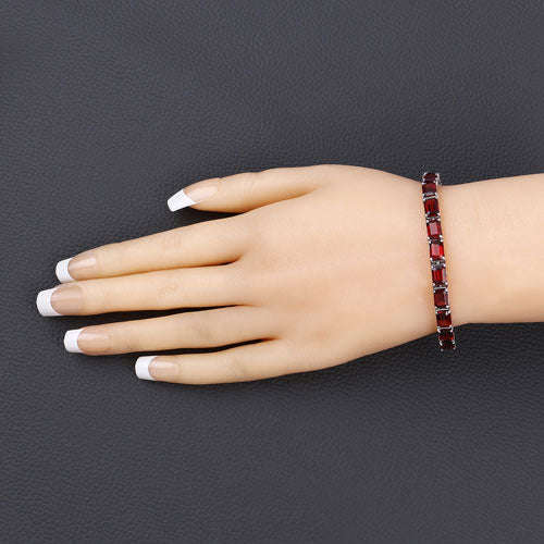27.60 Carat Genuine Garnet .925 Sterling Silver Bracelet