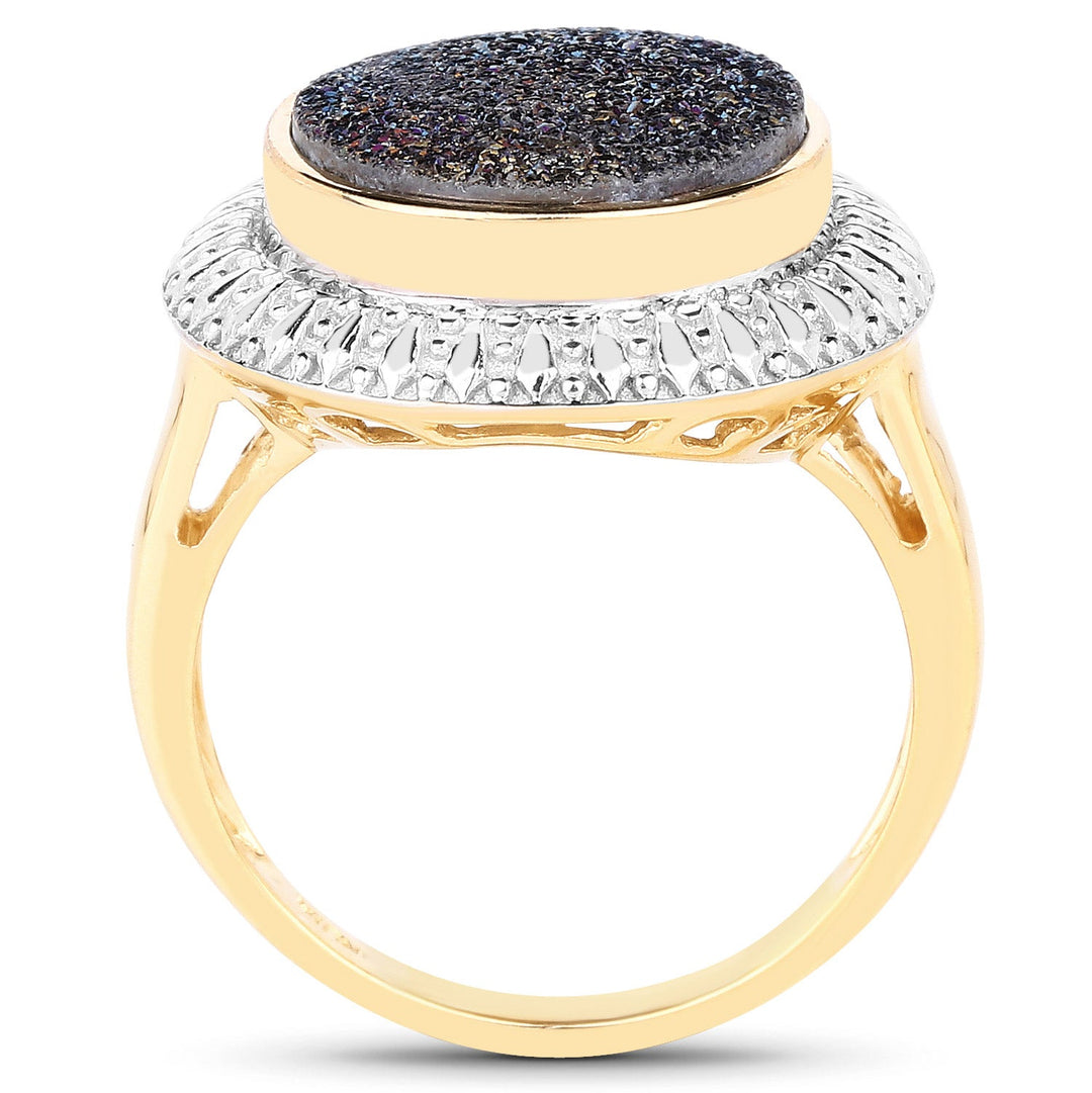 4.90 Carat Genuine Cobalt Blue Drusy .925 Sterling Silver Ring