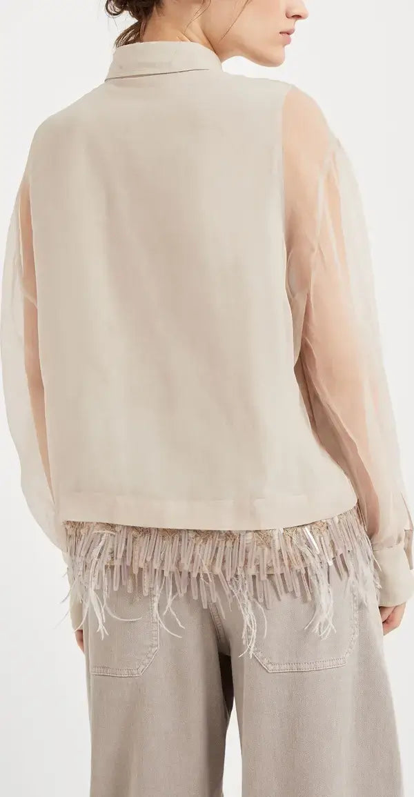 Brunello Cucinelli women's Beige Silk Shirt