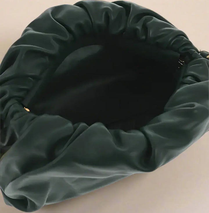 Bottega Veneta dark green Leather THE CHAIN POUCH Bag with Magnetic Closure