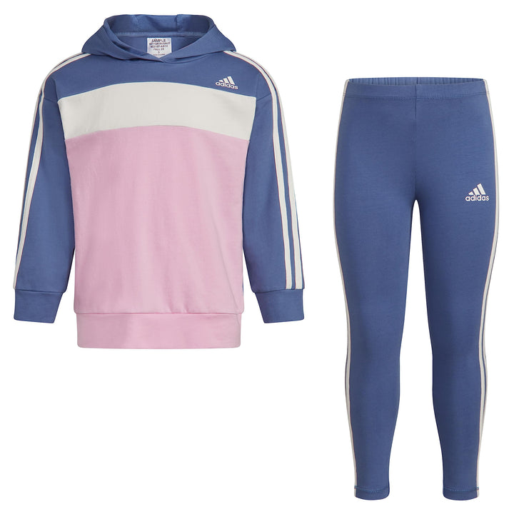 adidas Girls 2-Piece Color Block French Terry Pullover &amp; Legging Set Crew Blue 4