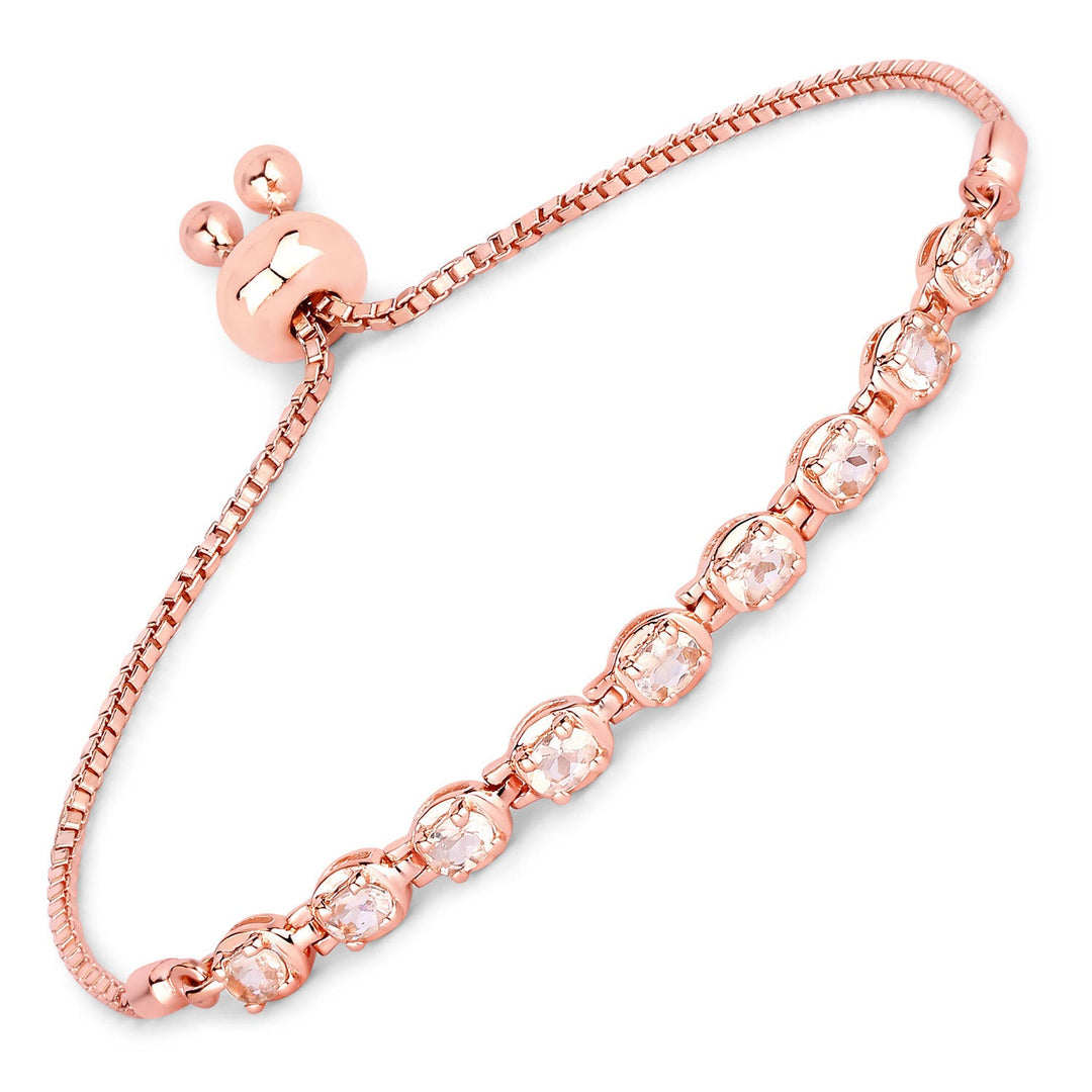 1.35 Carat Genuine Morganite .925 Sterling Silver Bracelet