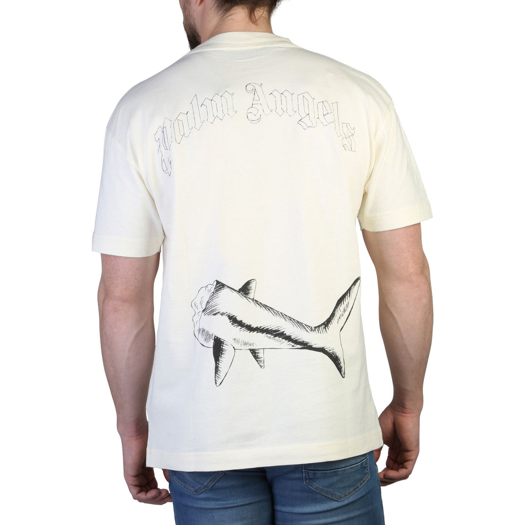 Palm Angels men's white front/back shark graphic print T-shirts