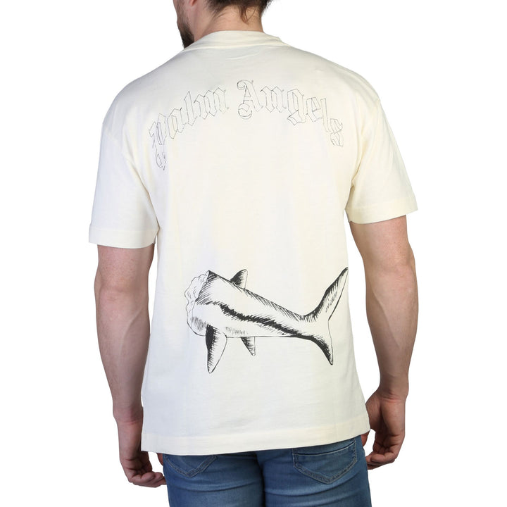 Palm Angels men's white front/back shark graphic print T-shirts