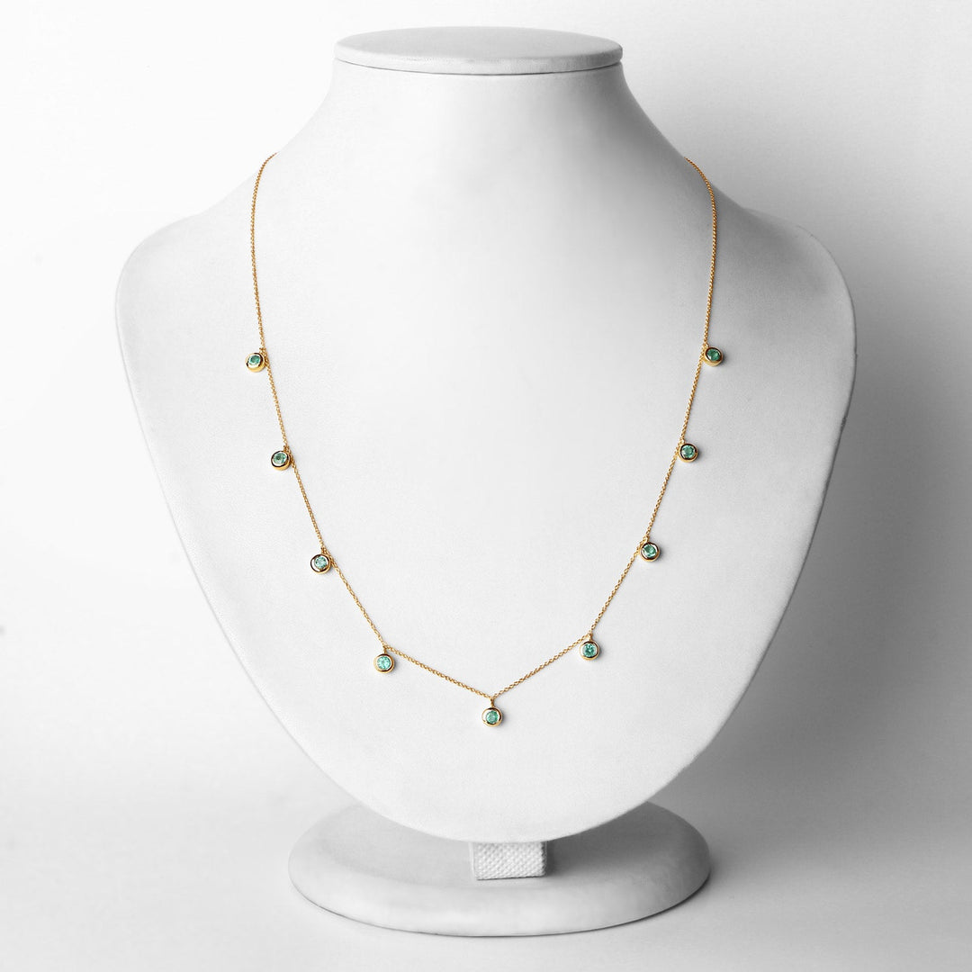0.90 Carat Genuine Zambian Emerald 10K Yellow Gold Necklace
