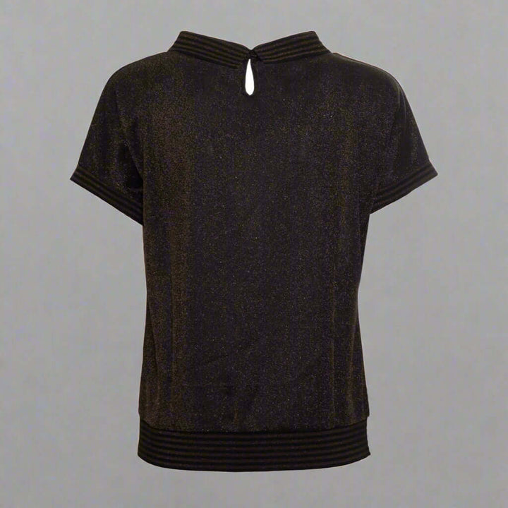 Black short-sleeve top on a white background