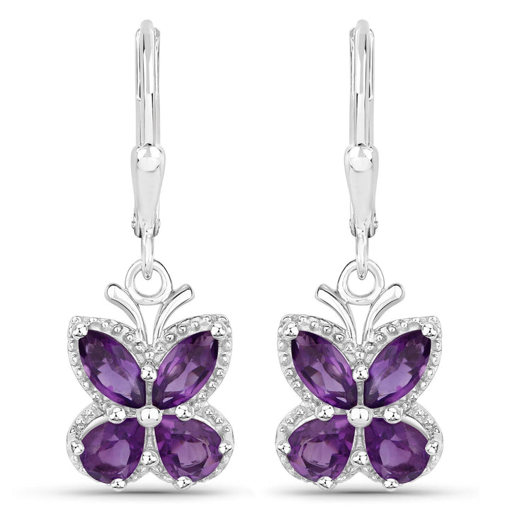 2.12 Carat Genuine Amethyst .925 Sterling Silver Earrings