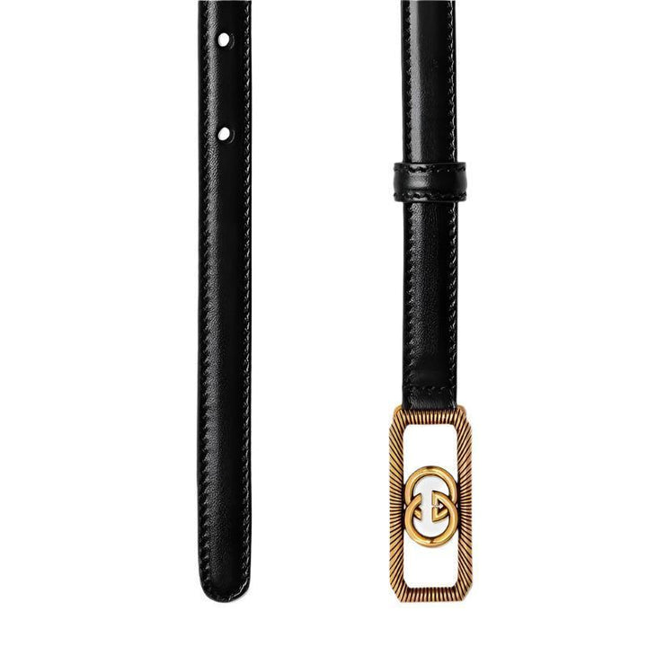 GUCCI Embellished coated-canvas and leather belt &