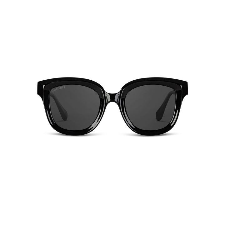 Black stylish Italian designed affordable sunglasses with UV protection.
