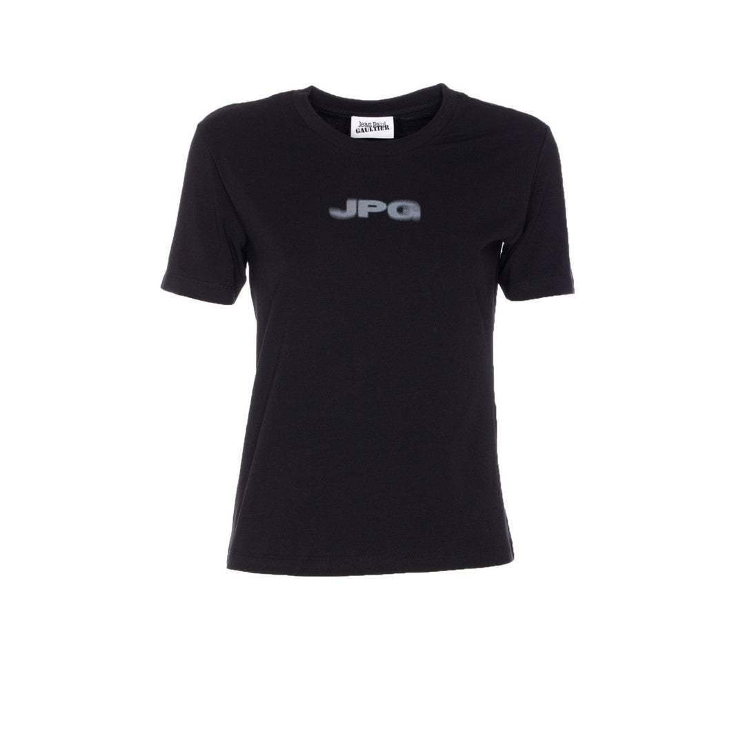 Black t-shirt with 'JPG' logo on a white background
