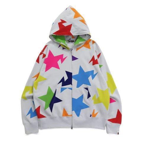 Bape Sta Pattern Relaxed Fit Full Zip Hoodie Multicolor