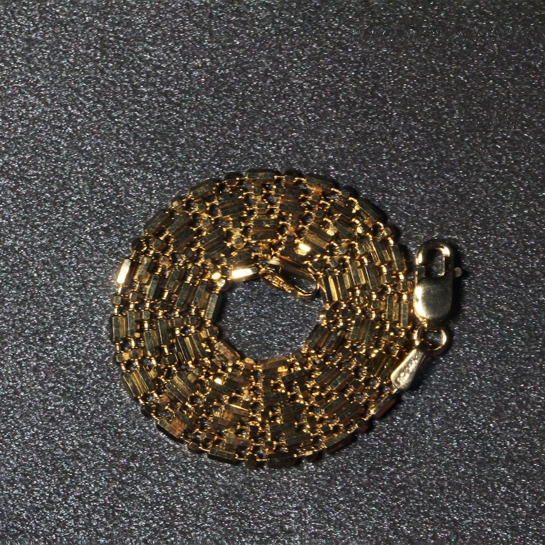 14k Yellow Gold Diamond-Cut Alternating Bead Chain 1.5mm
