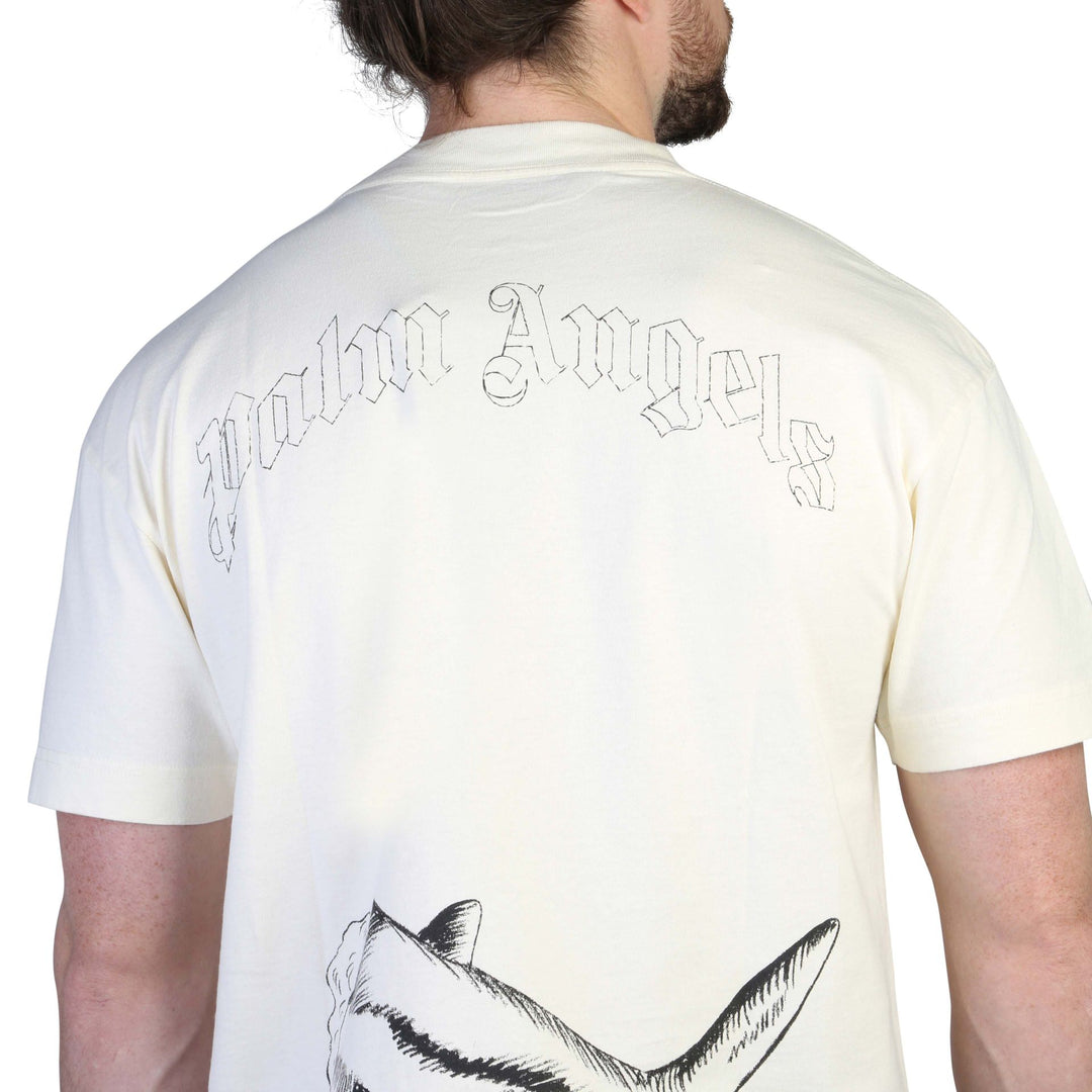 Palm Angels men's white front/back shark graphic print T-shirts