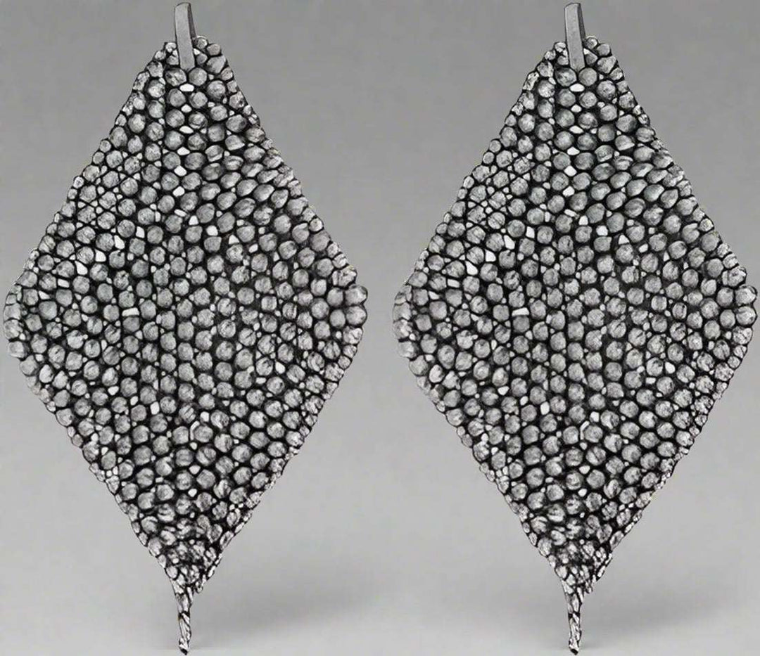 Brunello Cucinelli silver Diamond shaped Sculptured Earrings