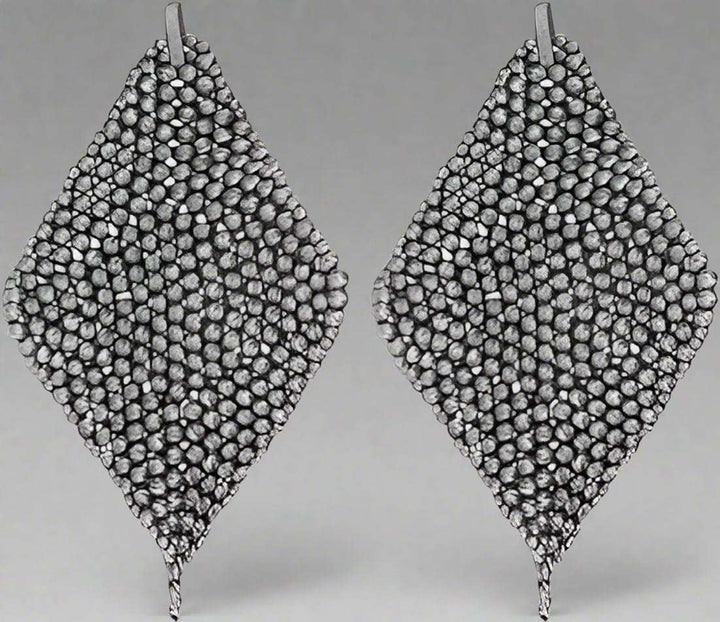 Brunello Cucinelli silver Diamond shaped Sculptured Earrings
