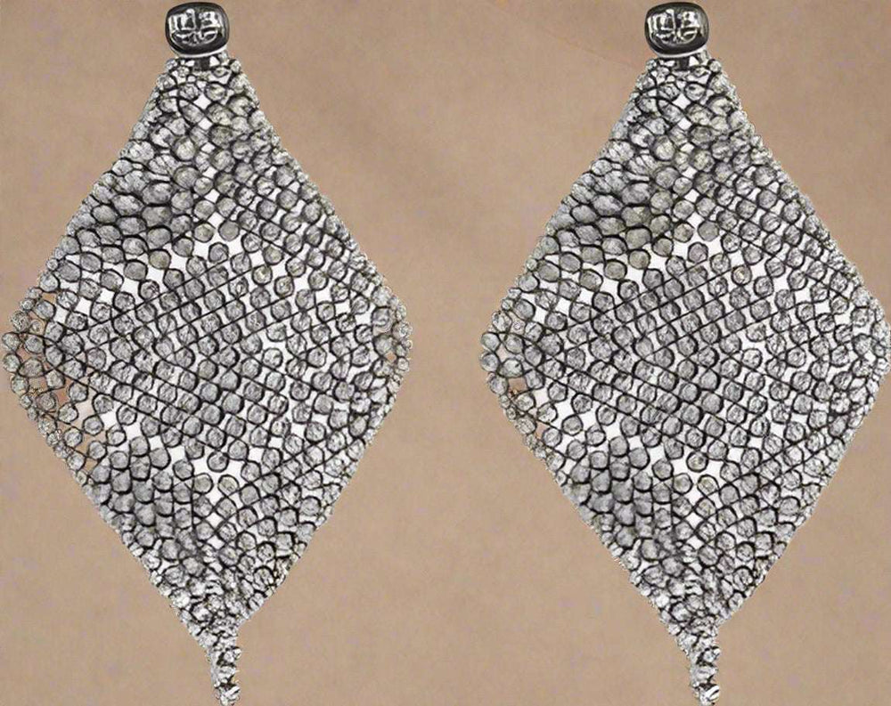 Brunello Cucinelli silver Diamond shaped Sculptured Earrings