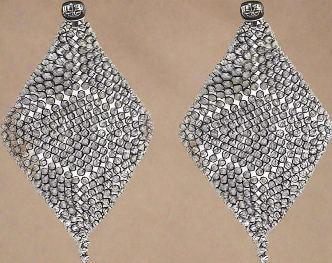 Brunello Cucinelli silver Diamond shaped Sculptured Earrings