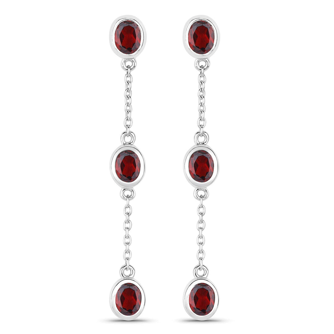 2.70 Carat Genuine Garnet .925 Sterling Silver Earrings