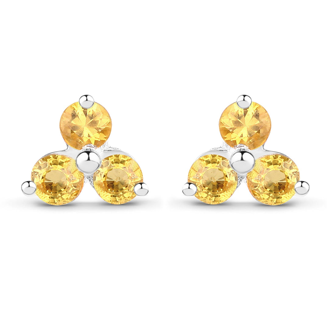 0.72 Carat Genuine Yellow Sapphire .925 Sterling Silver Earrings