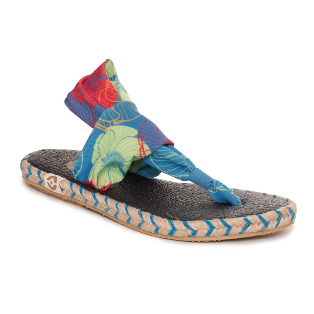 Nalho women's blue multicolor fabric open toe Sandals