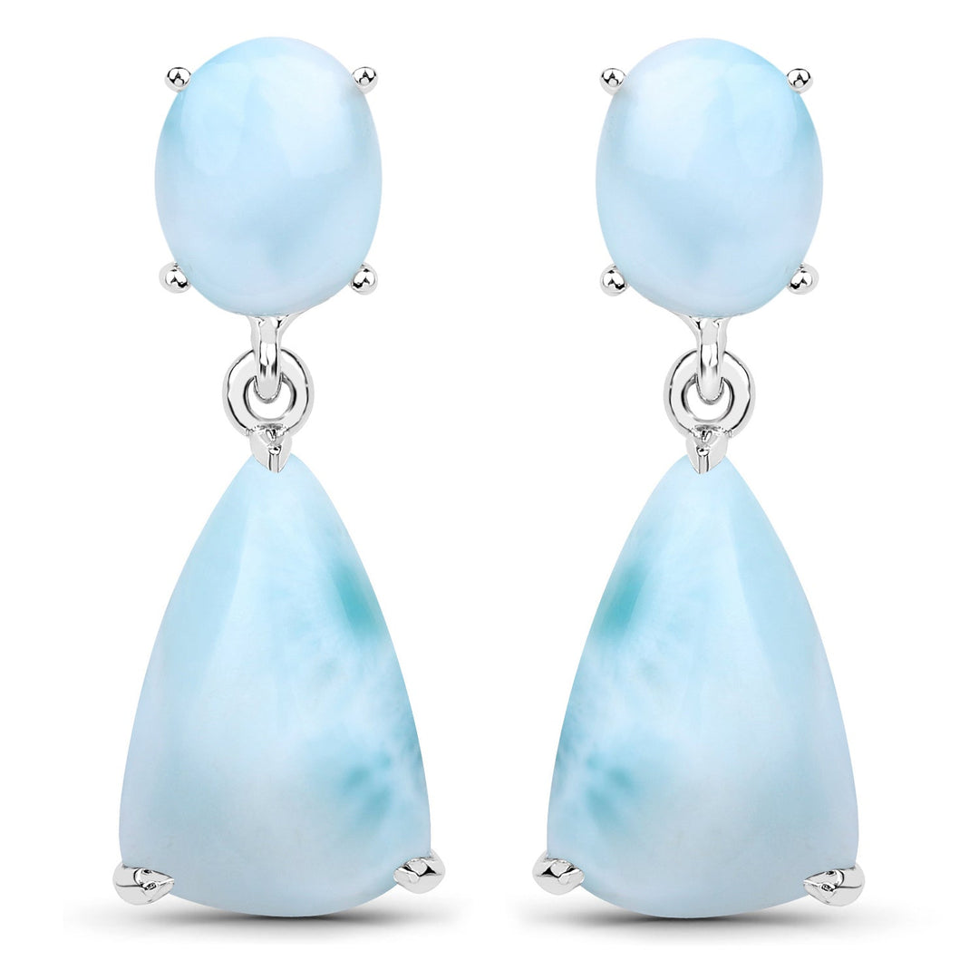 11.54 Carat Genuine Larimar .925 Sterling Silver Earrings