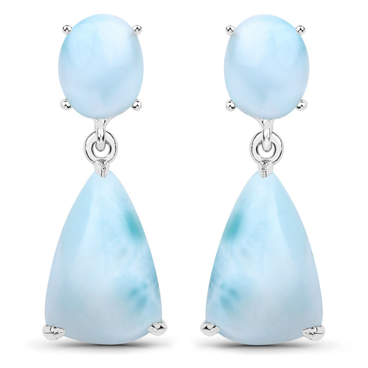 11.54 Carat Genuine Larimar .925 Sterling Silver Earrings