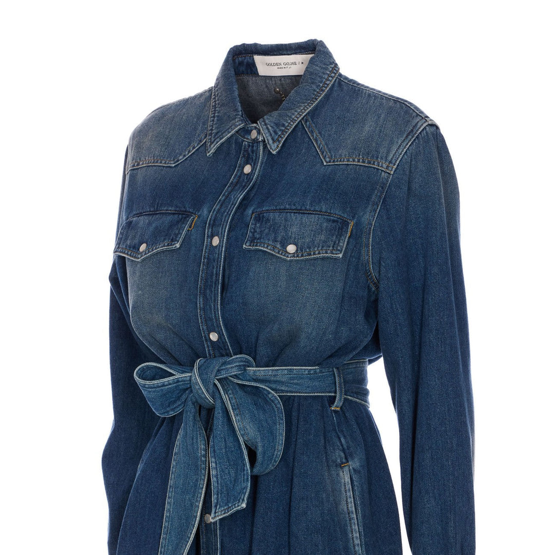 Golden Goose Women Belted Chemise Denim Dress