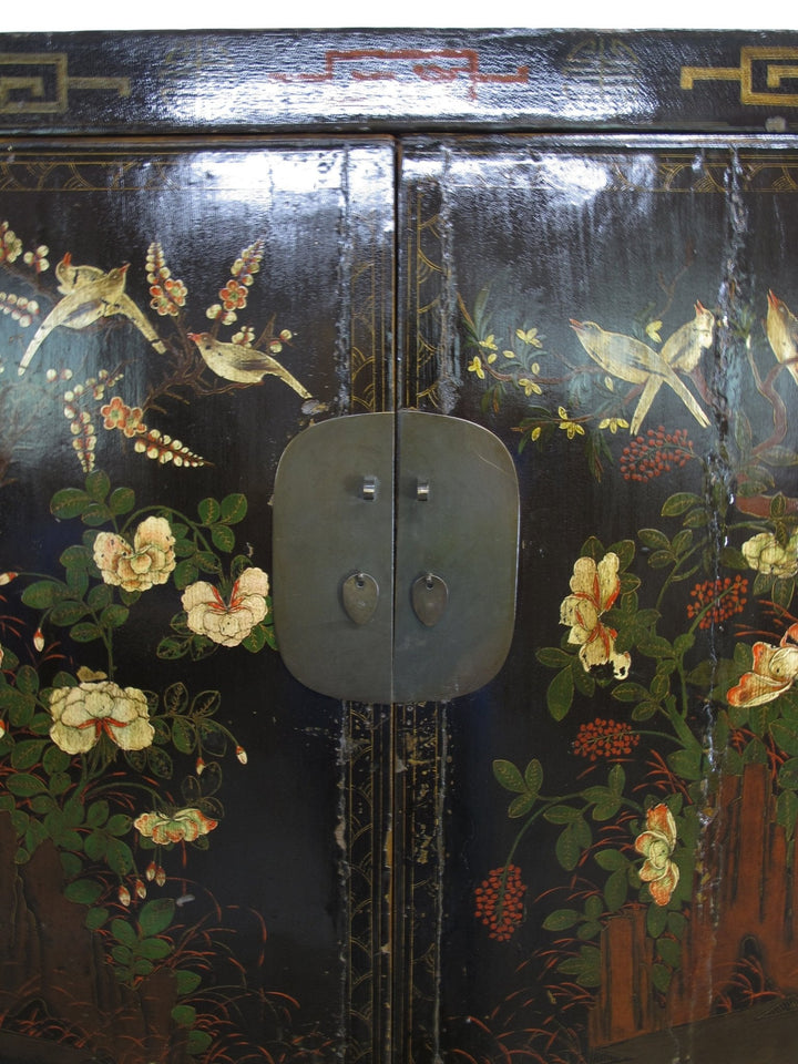 Birds and Flower Antique Chinese Cabinet