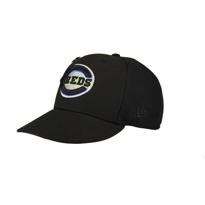Cincinnati Reds Black Riverfront Stadium Patch 59Fifty Fitted Hat