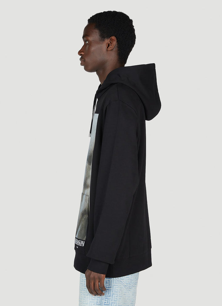 Balmain Men Statue Print Hooded Sweatshirt