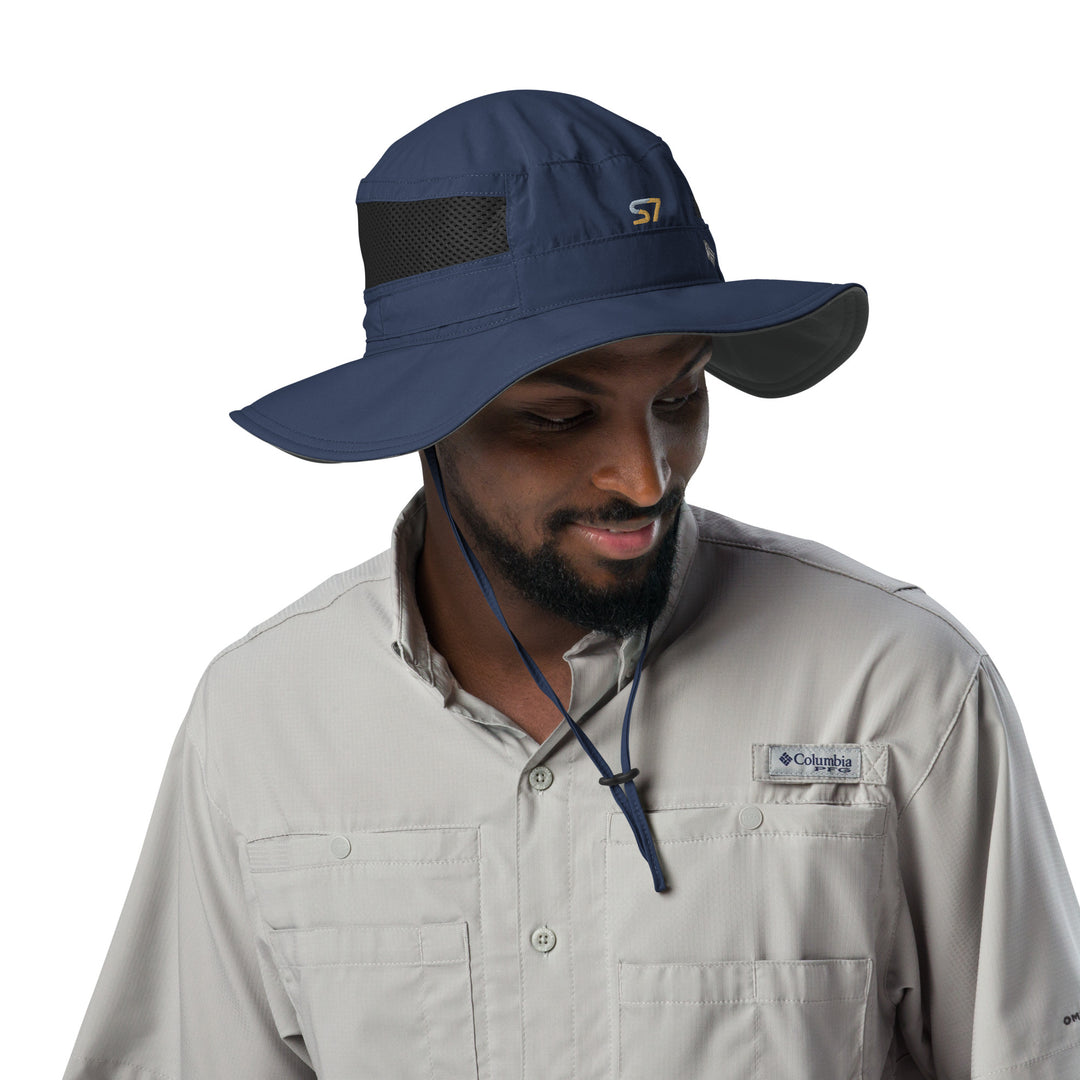 Columbia booney hat with an embroidered S7 logo on the front.