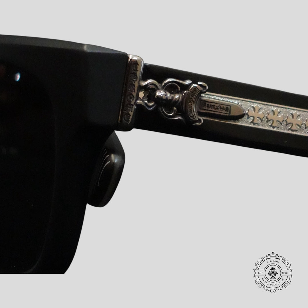 Chrome Hearts Box Officer Sunglasses in Matte Black/Silver